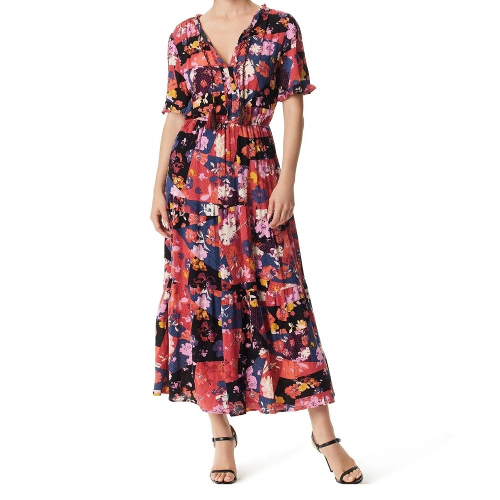 Jessica‎ Simpson Phoebe Floral Cottagecore Short Sleeves Tier Boho Maxi Women 3X